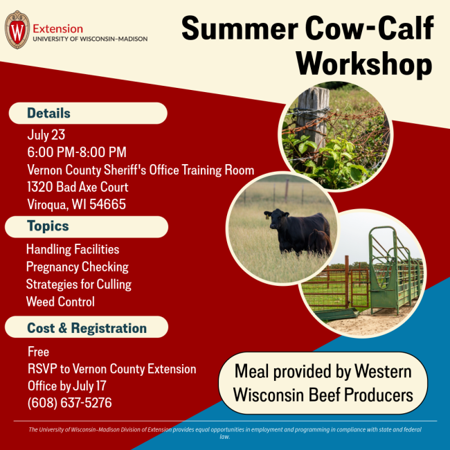 A Cow-Calf Workshop flyer displaying the same info mentioned in the text